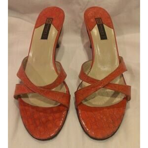 Giorgio's of Palm Beach Tangerine Orange Alligator Strappy Heels Shoes size 8 M